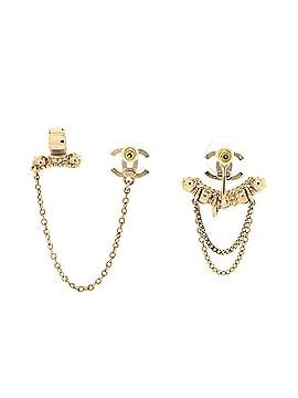 Chanel CC Chain Ear Jacket and Cuff Earrings Metal with Crystals (view 2)