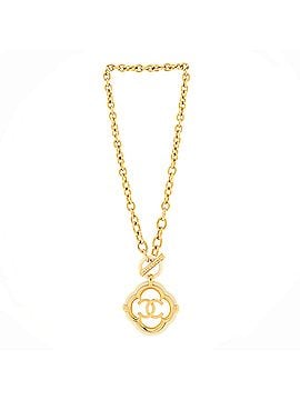 Chanel CC Cut Out Medallion Chain Pendant Necklace Metal and Resin (view 2)