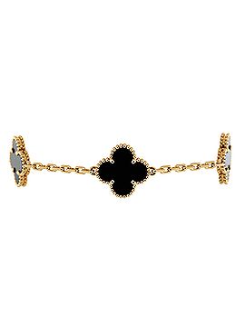 Van Cleef & Arpels Vintage Alhambra 5 Motifs Bracelet 18K Yellow Gold and Onyx (view 1)