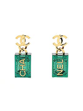 Chanel CC Logo Drop Earrings Metal with Resin (view 1)