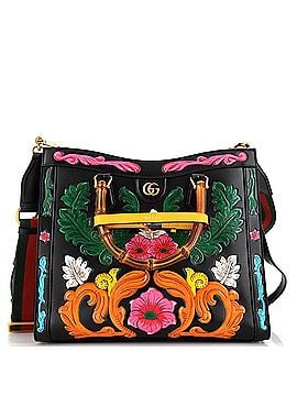 Gucci Diana NM Bamboo Handle Tote Floral Printed Leather Medium (view 1)