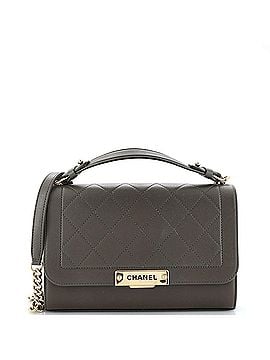 Chanel Label Click Flap Bag Quilted Calfskin Medium (view 1)
