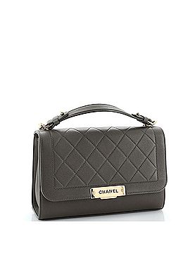 Chanel Label Click Flap Bag Quilted Calfskin Medium (view 2)