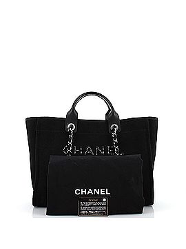 Chanel Deauville Tote Pearl Embellished Canvas Medium (view 2)