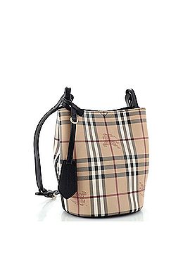 Burberry Lorne Bucket Bag Haymarket Coated Canvas Small (view 2)