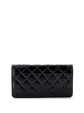 Chanel L-Yen Wallet Quilted Striated Metallic Patent Long (view 1)