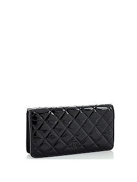 Chanel L-Yen Wallet Quilted Striated Metallic Patent Long (view 2)