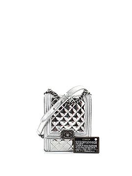 Chanel North South Boy Flap Bag Quilted Metallic Calfskin Small (view 2)