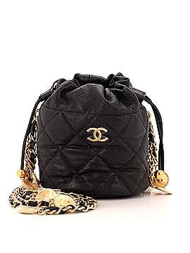 Chanel Medallion Charms Drawstring Bucket Bag Quilted Caviar Mini (view 1)