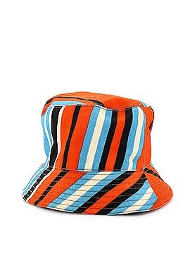 Prada Triangle Logo Bucket Hat Striped Canvas (view 2)