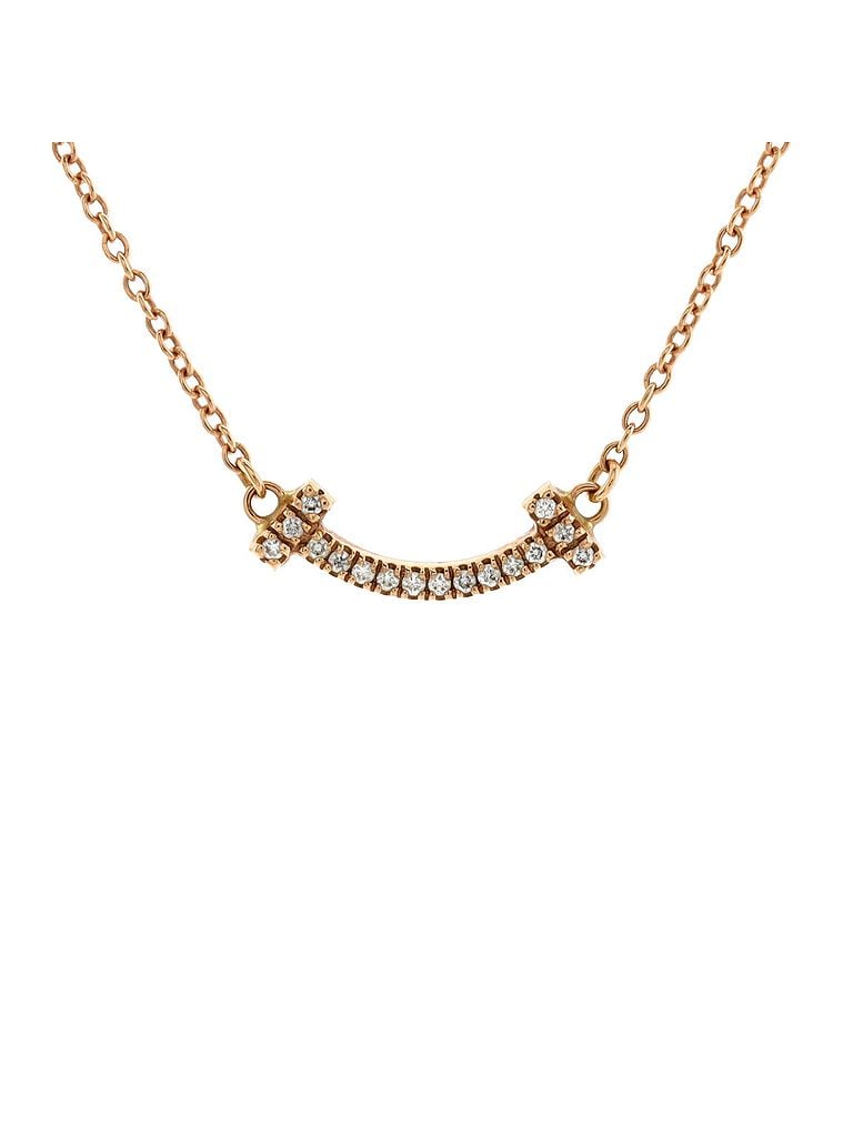 Ciondolo Tiffany &amp; Co. T Smile In Oro Rosa 18k Con Diamante - Collana 16-19 Pollici - Usato
