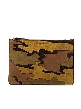 Burberry Suede Camouflage Patchwork Clutch (view 1)