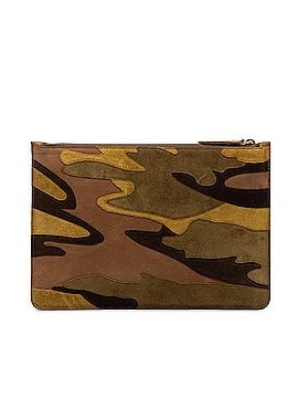 Burberry Suede Camouflage Patchwork Clutch (view 2)
