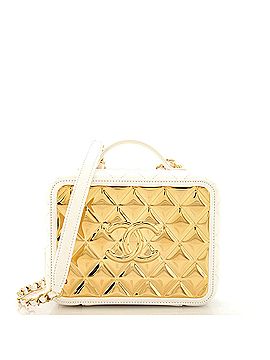 Chanel Golden Plate Vanity Case Quilted Metal and Lambskin Medium (view 1)
