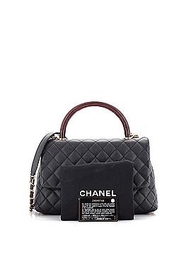 Chanel Coco Top Handle Bag Quilted Caviar with Lizard Small (view 2)