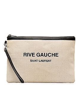 Saint Laurent Canvas Rive Gauche Wristlet Clutch (view 1)