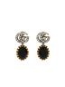 Gucci Black Double G Round Drop Earrings Metal with Crystals One Size - photo 1
