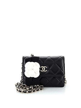 Chanel Camellia Bow Flap Card Holder with Chain Quilted Lambskin (view 1)