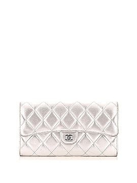 Chanel CC Gusset Classic Flap Wallet Quilted Metallic Lambskin Long (view 1)