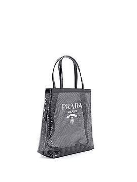 Prada Logo Open Tote Sequined Mesh Small (view 2)