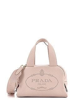 Prada Logo Bowler Bag Perforated Leather Medium (view 1)