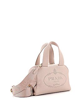 Prada Logo Bowler Bag Perforated Leather Medium (view 2)