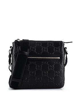 Gucci Front Zip Messenger GG Embossed Perforated Leather Small (view 1)