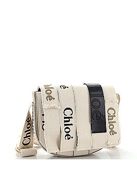 Chloé Woody Foldover Flap Messenger Bag Canvas with Leather (view 2)