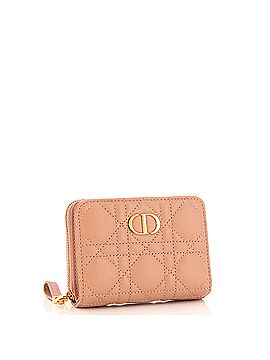 Christian Dior Caro Zipped Wallet Cannage Quilt Grained Calfskin Compact (view 2)