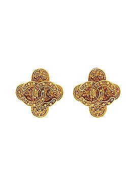 Chanel Vintage CC Cross Clip-On Earrings Textured Metal (view 1)