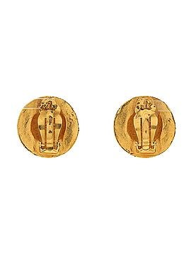 Chanel Vintage CC Logo Round Clip on Earrings Textured Metal (view 2)