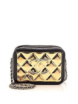 Chanel Golden Plate Zip Around Vanity Case with Chain Quilted Metal and Lambskin Mini (view 1)