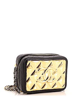 Chanel Golden Plate Zip Around Vanity Case with Chain Quilted Metal and Lambskin Mini (view 2)