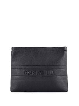 Christian Dior Logo Stripe Zip Pouch Leather Medium (view 1)