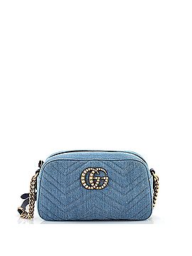 Gucci Pearly GG Marmont Shoulder Bag Matelasse Denim Small (view 1)