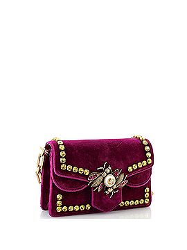 Gucci Broadway Pearly Bee Shoulder Bag Crystal Embellished Velvet Mini (view 2)
