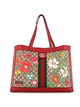 Gucci Ophidia Soft Open Tote Flora GG Coated Canvas East West (view 1)