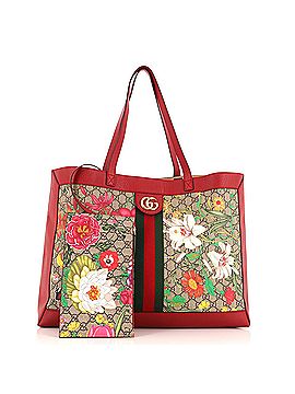Gucci Ophidia Soft Open Tote Flora GG Coated Canvas East West (view 2)