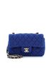 Chanel 100% Textile Blue Classic Single Flap Bag Quilted Tweed Mini One Size - photo 1