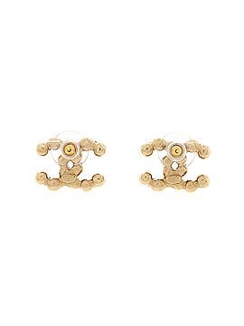 Chanel CC Stud Scarab Earrings Metal with Crystals and Faux Pearls (view 2)