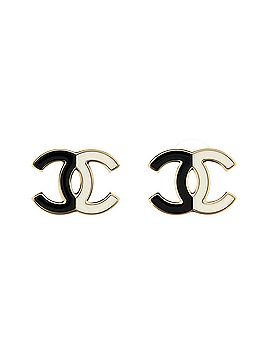 Chanel CC Stud Earrings Metal with Enamel (view 1)