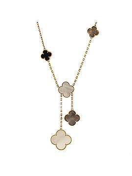 Van Cleef & Arpels Magic Alhambra 6 Motifs Necklace 18K Yellow Gold and Mother of Pearl with Onyx (view 1)