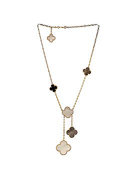 Van Cleef & Arpels Magic Alhambra 6 Motifs Necklace 18K Yellow Gold and Mother of Pearl with Onyx (view 2)