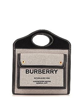 Burberry Logo Pocket Tote Canvas with Leather Mini (view 1)