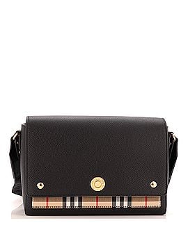 Burberry Note Crossbody Bag Leather with Vintage Check Canvas Medium (view 1)