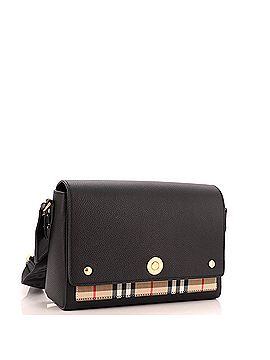 Burberry Note Crossbody Bag Leather with Vintage Check Canvas Medium (view 2)