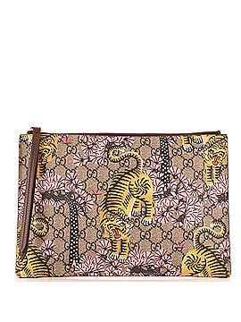 Gucci Zipped Pouch Bengal Print GG Coated Canvas Large (view 1)