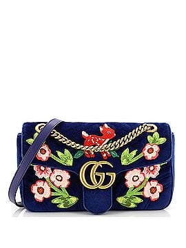 Gucci GG Marmont Flap Bag Embroidered Matelasse Velvet Small (view 1)