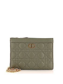 Christian Dior Caro Zipped Pouch With Chain Cannage Quilt Leather (view 1)