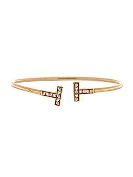 Tiffany & Co. T Wire Bracelet 18K Rose Gold with Diamonds (view 1)